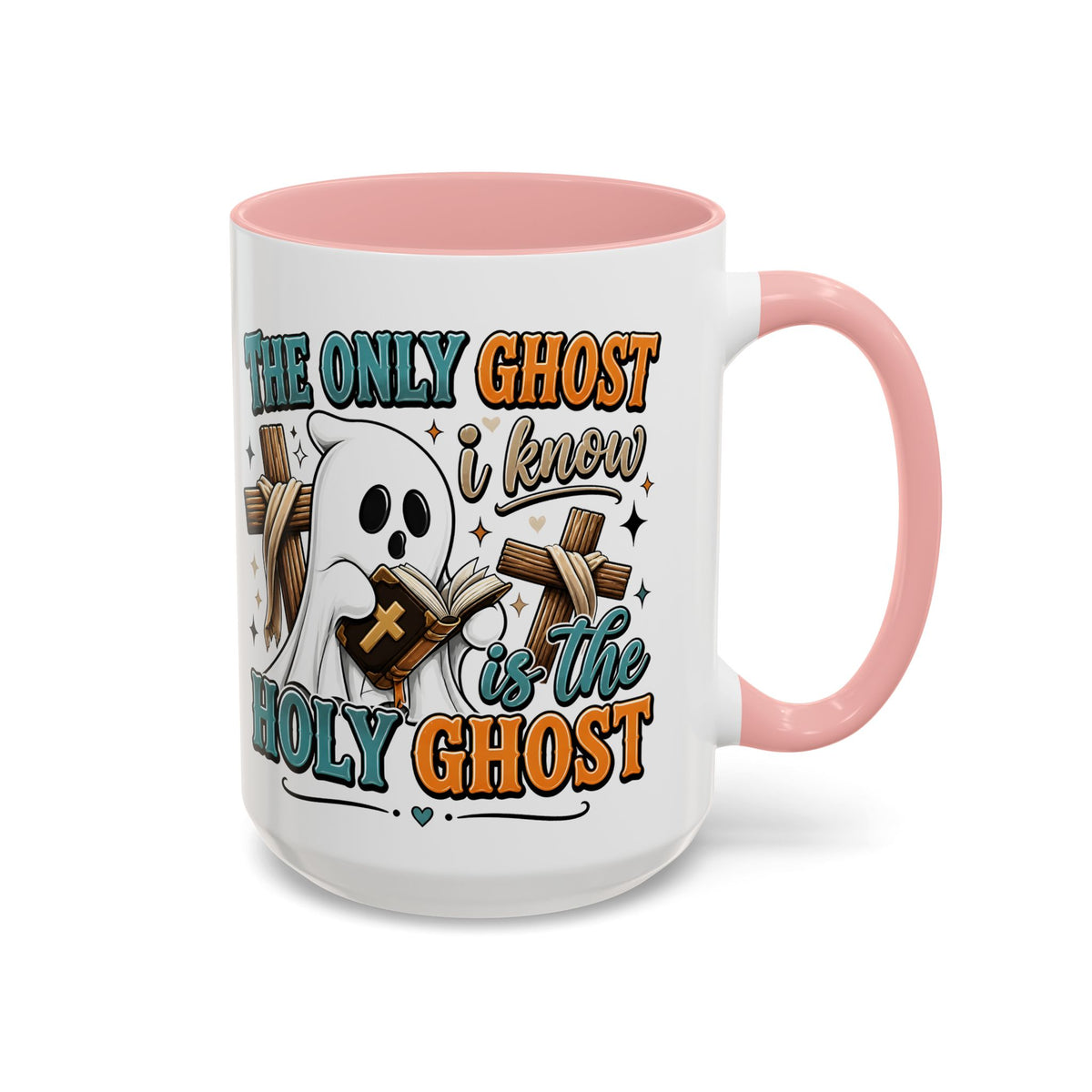 Accent Mug — "The Only Ghost I Know Is the Holy Ghost" Christian Halloween Coffee Cup
