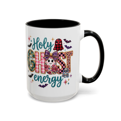 Accent Christian Coffee Mug — "Holy Ghost Energy" Halloween Cute Spooky Ceramic Mug (11/15oz)