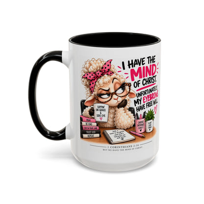 Christian Coffee Mug – "I Have the Mind of Christ" Funny Sheep Design (11/15 oz)