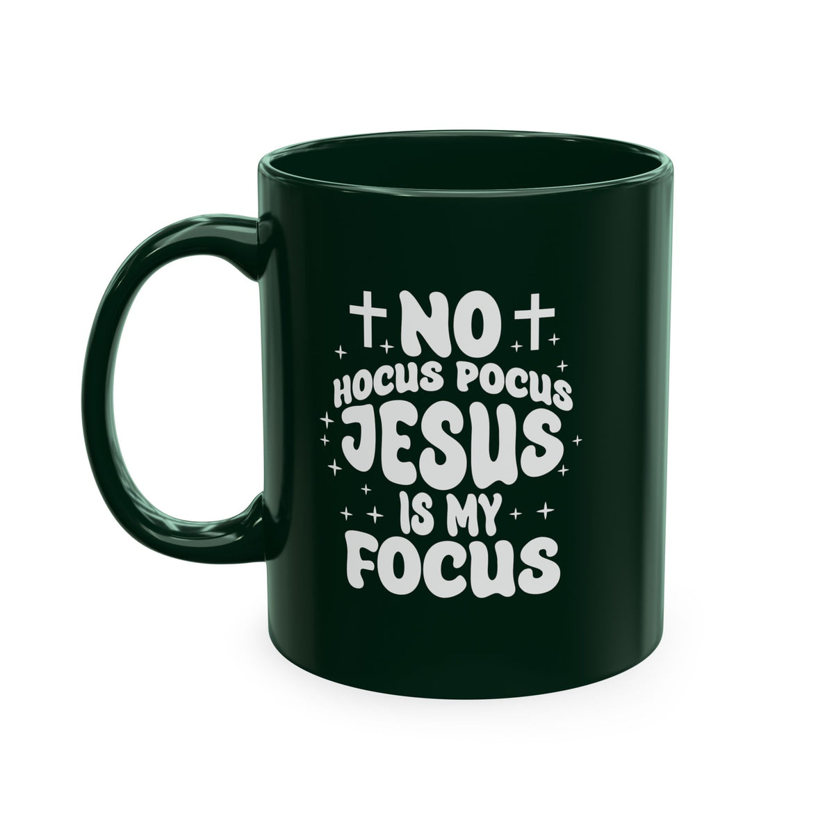 Halloween Mug - "No Hocus Pocus, Jesus Is My Focus" Christian Ceramic Coffee Cup