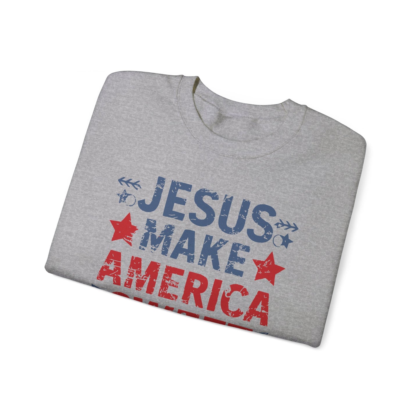 Jesus Make America Sweet Again Patriotic  Unisex Heavy Blend™ Crewneck Christian Sweatshirt