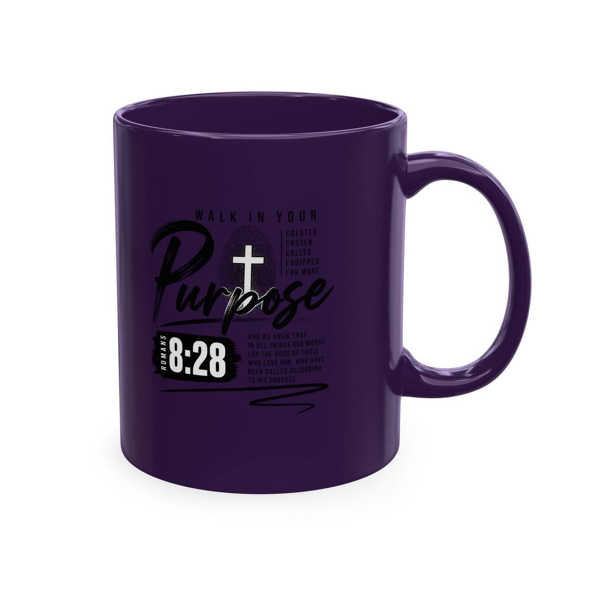 Purpose 8:28 Ceramic Mug — Christian Inspirational Coffee Cup