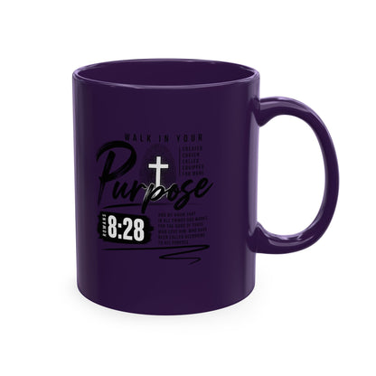 Purpose 8:28 Ceramic Mug — Christian Inspirational Coffee Cup