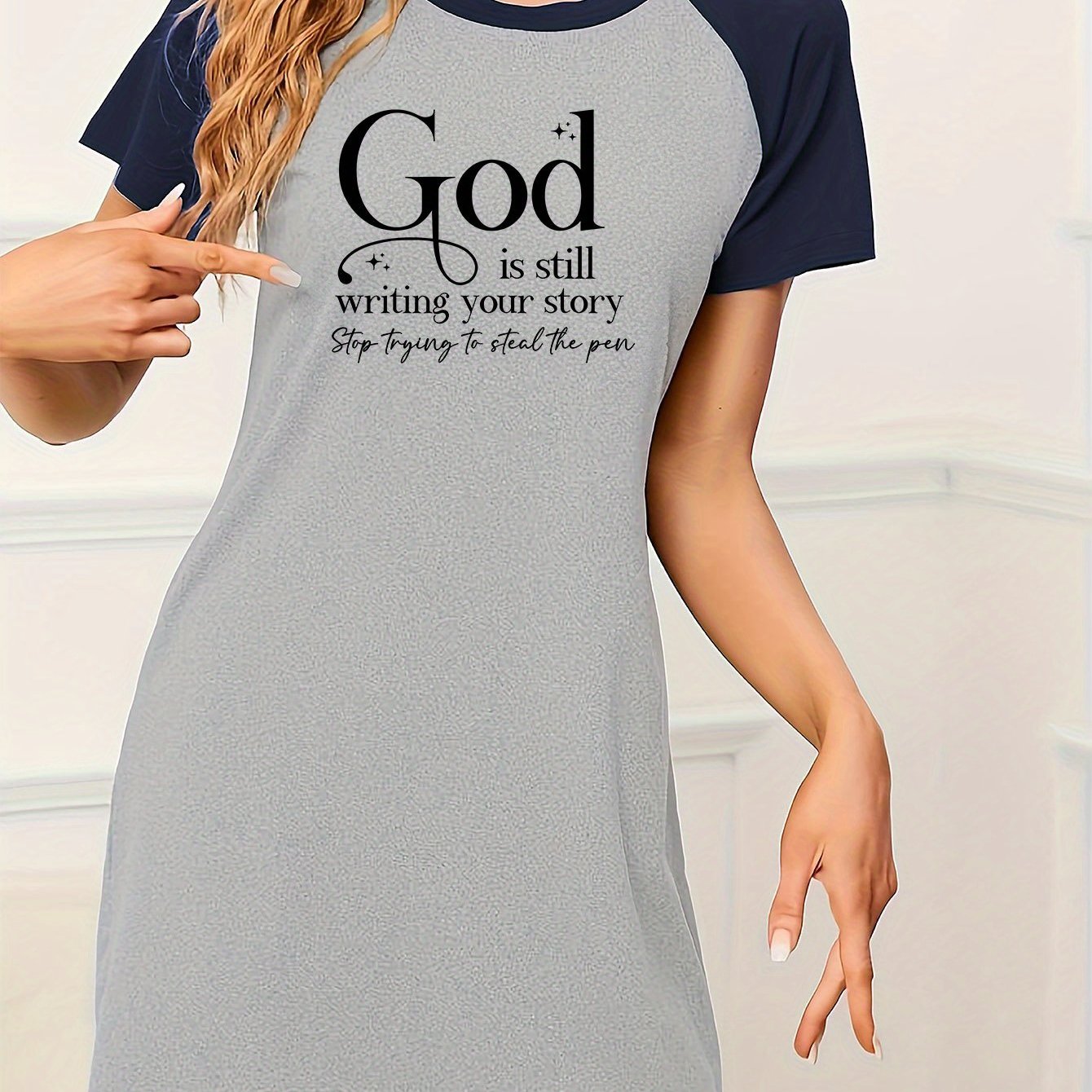 God Is Still Writing Your Story Women's Christian Pajama Dress claimedbygoddesigns