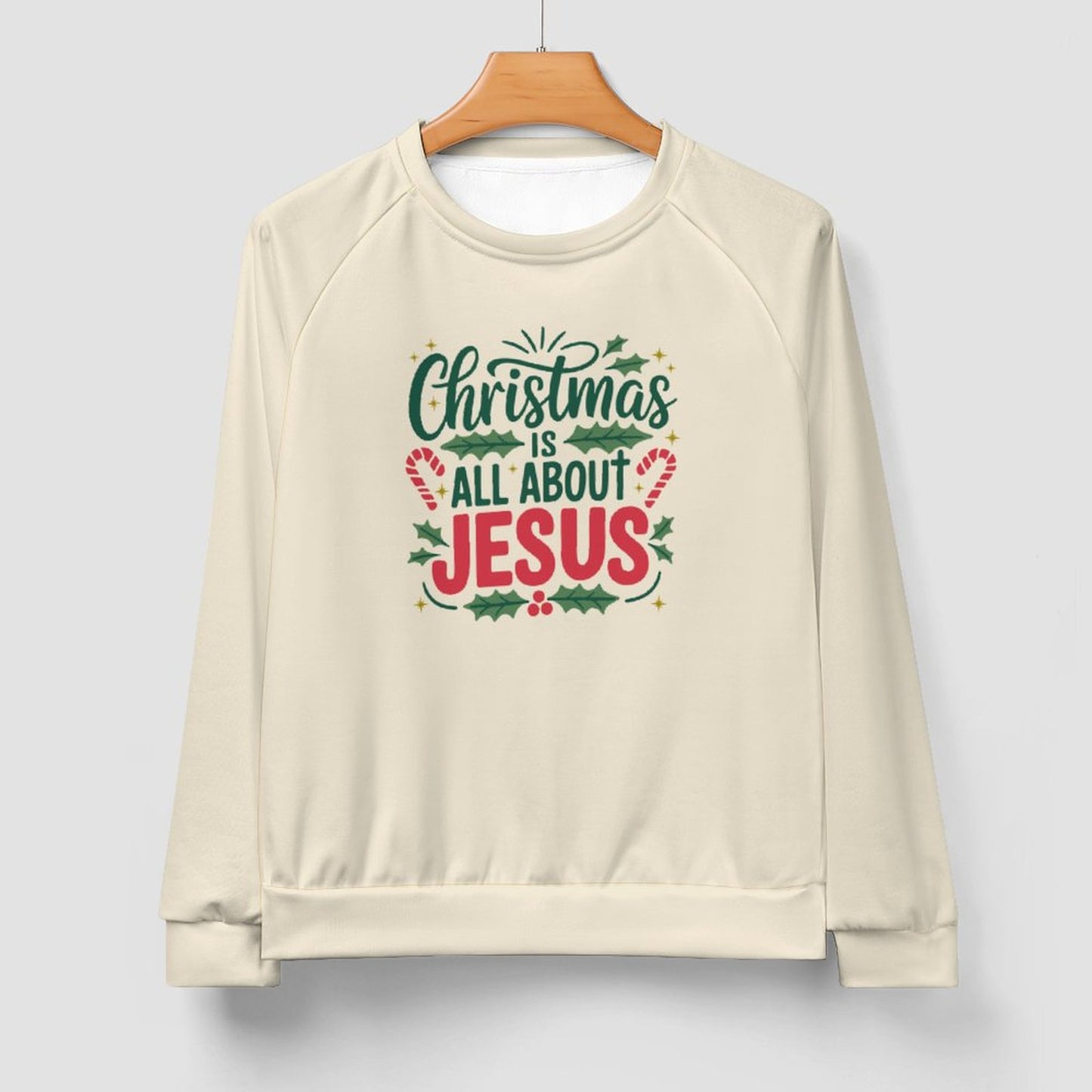 Christmas Is All About Jesus Men's Christian Pullover Crewneck Sweatshirt