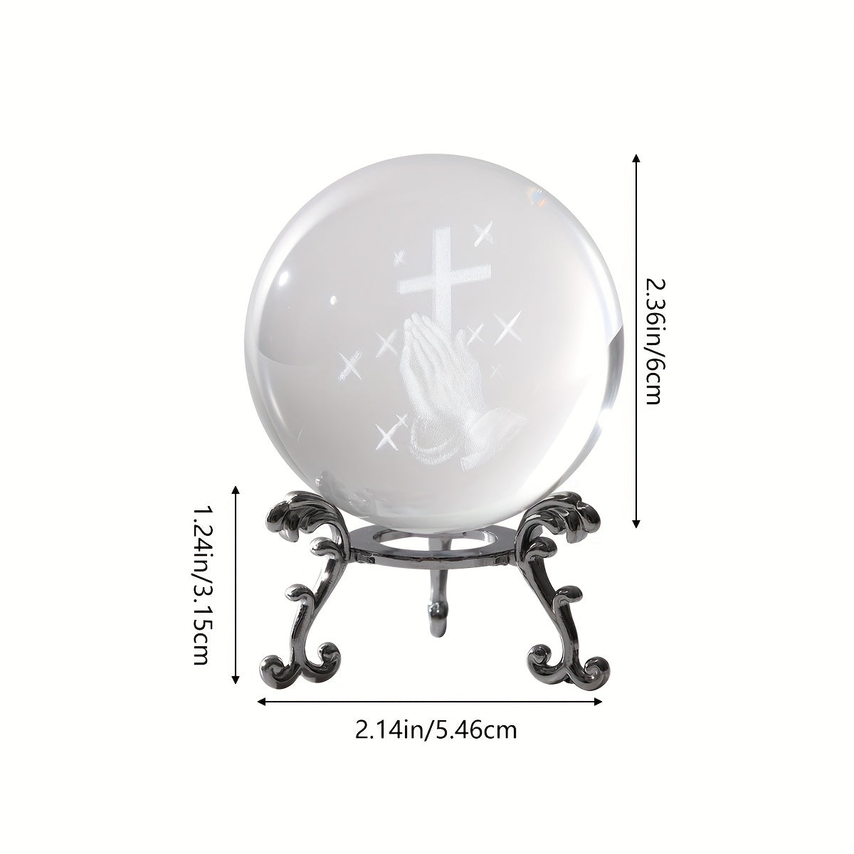 Pray & Focus On The Cross 3D Laser Crystal Ball Christian Gift Idea claimedbygoddesigns