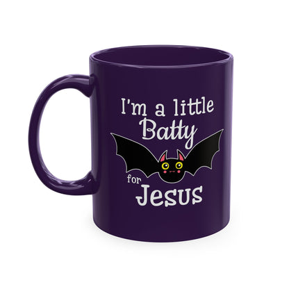 I'm a Little Batty for Jesus Mug – Christian Halloween Ceramic Coffee Cup