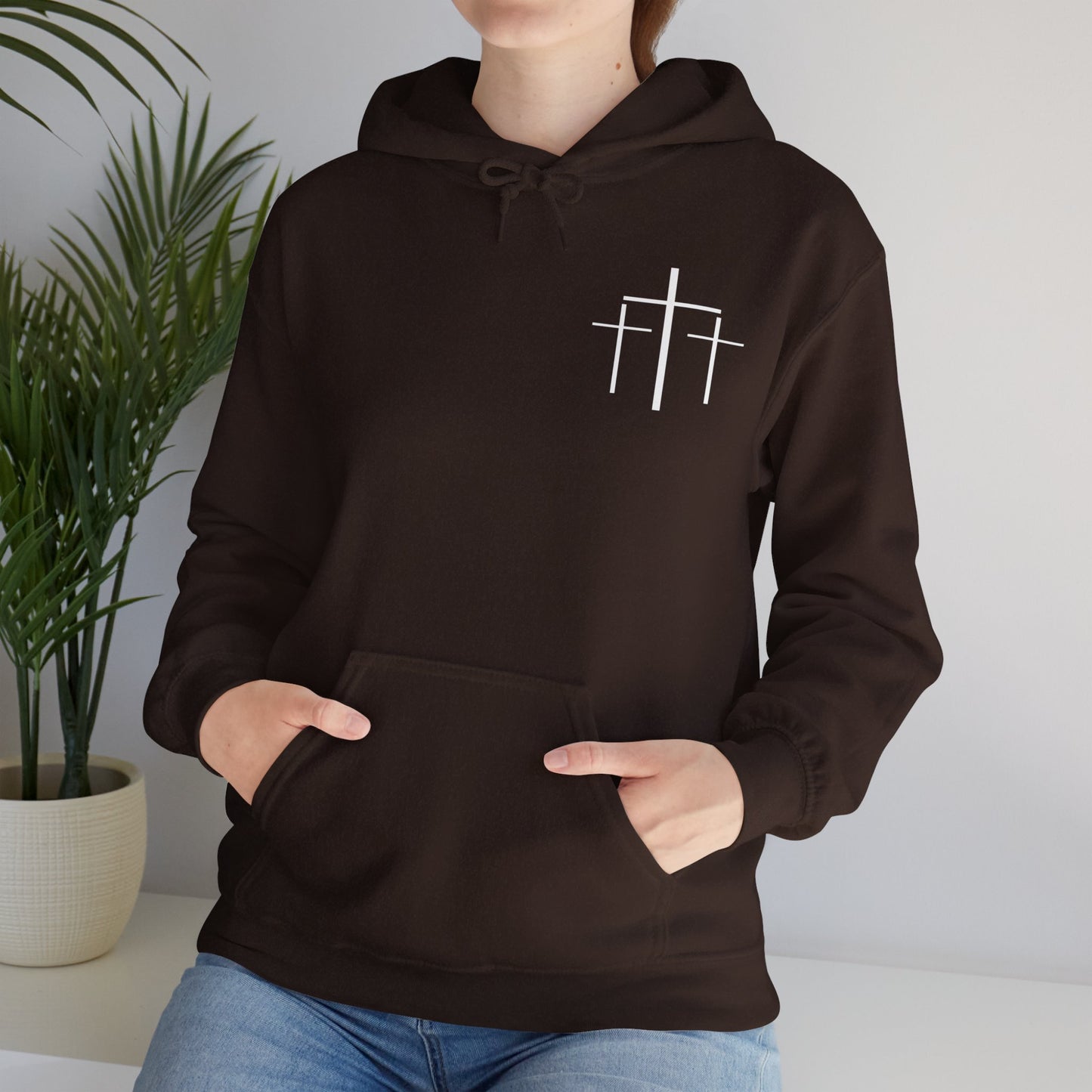 Faith Over Fear 3 Crosses  Unisex Christian Hooded Pullover Sweatshirt