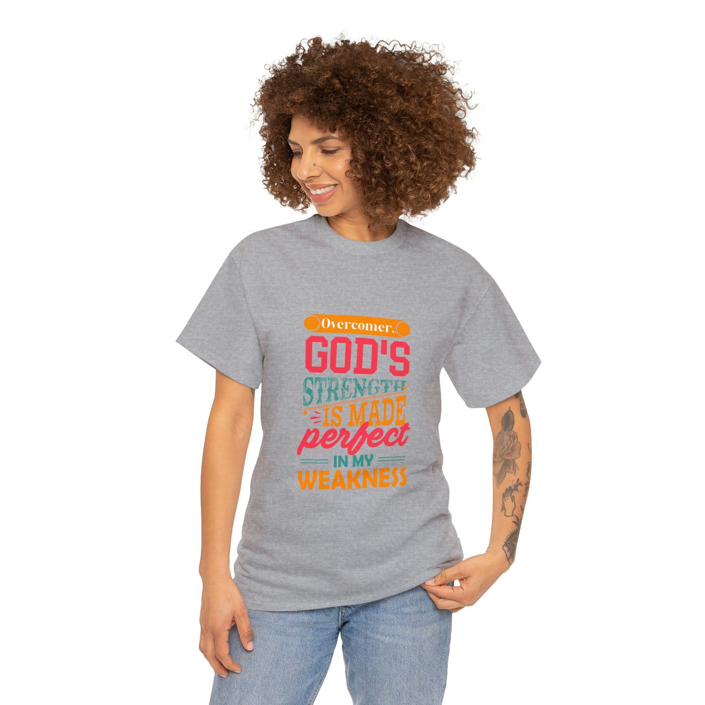 Overcomer God's Strength Is Made Perfect In My Weakness Unisex Heavy Cotton Tee