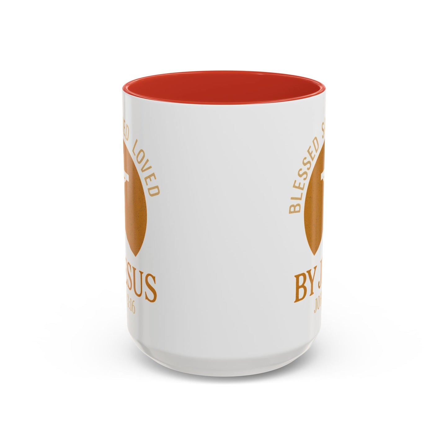 Inspirational Accent Coffee Mug - Blessed, Saved, Loved by Him | John 3:16