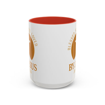 Inspirational Accent Coffee Mug - Blessed, Saved, Loved by Him | John 3:16