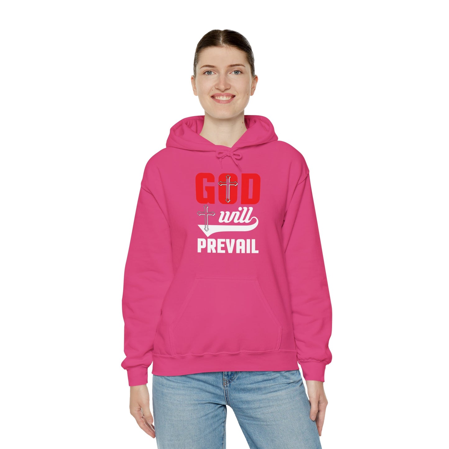 God Will Prevail Unisex Christian Hooded Pullover Sweatshirt