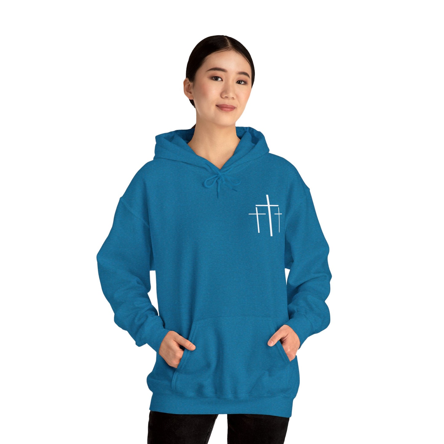 Faith Over Fear 3 Crosses  Unisex Christian Hooded Pullover Sweatshirt