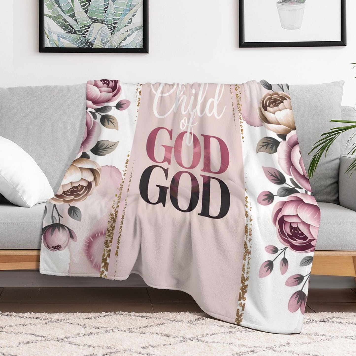 Child Of God Christian Flannel Throw Blanket for Bedroom
