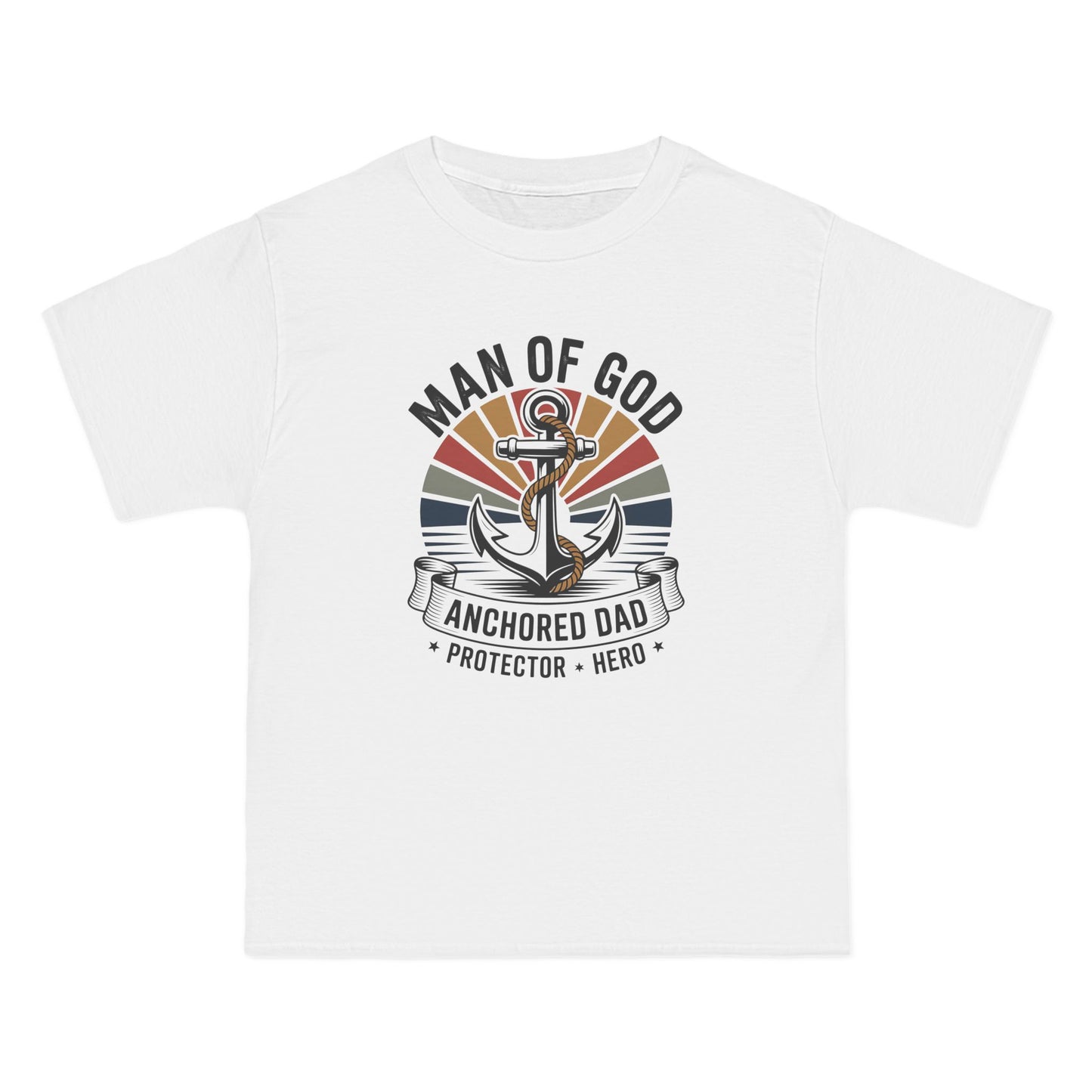 Man of God Anchored Dad  Men's Christian T-Shirt - Protector & Hero Tee