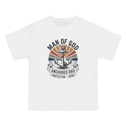 Man of God Anchored Dad  Men's Christian T-Shirt - Protector & Hero Tee
