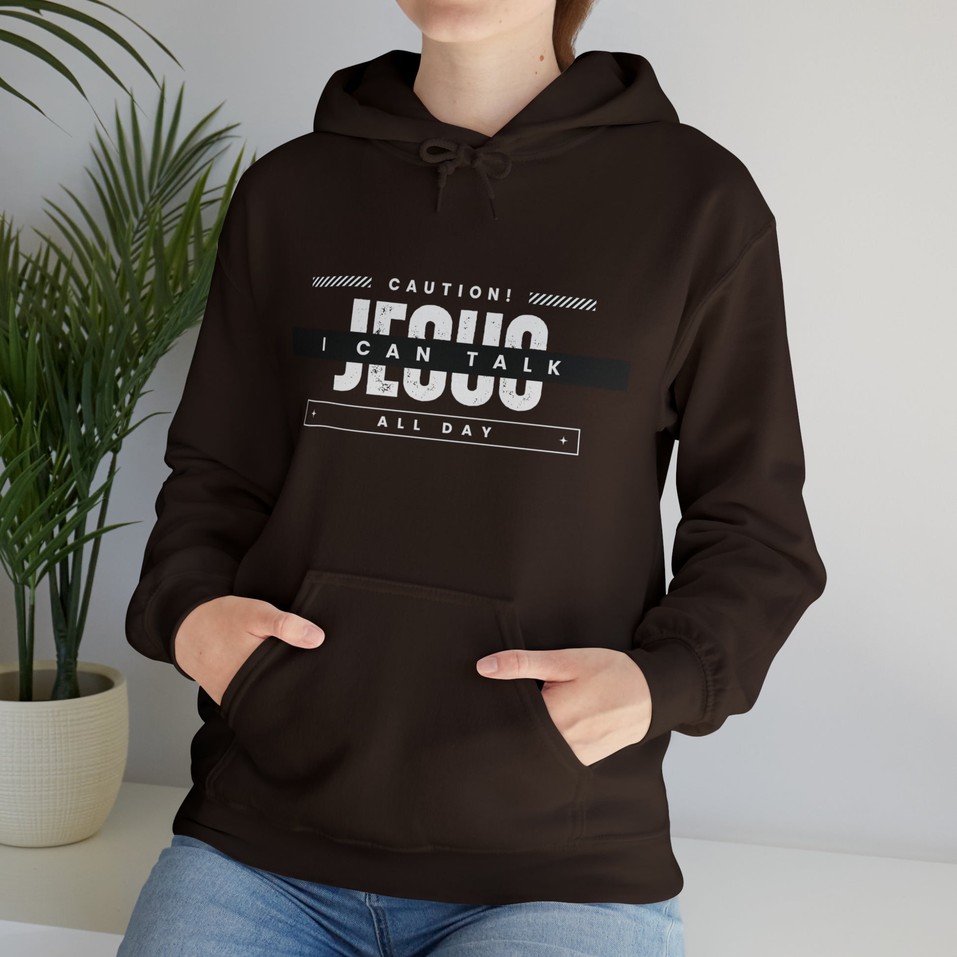 Caution I Can Talk Jesus All Day Unisex Hooded Sweatshirt Printify