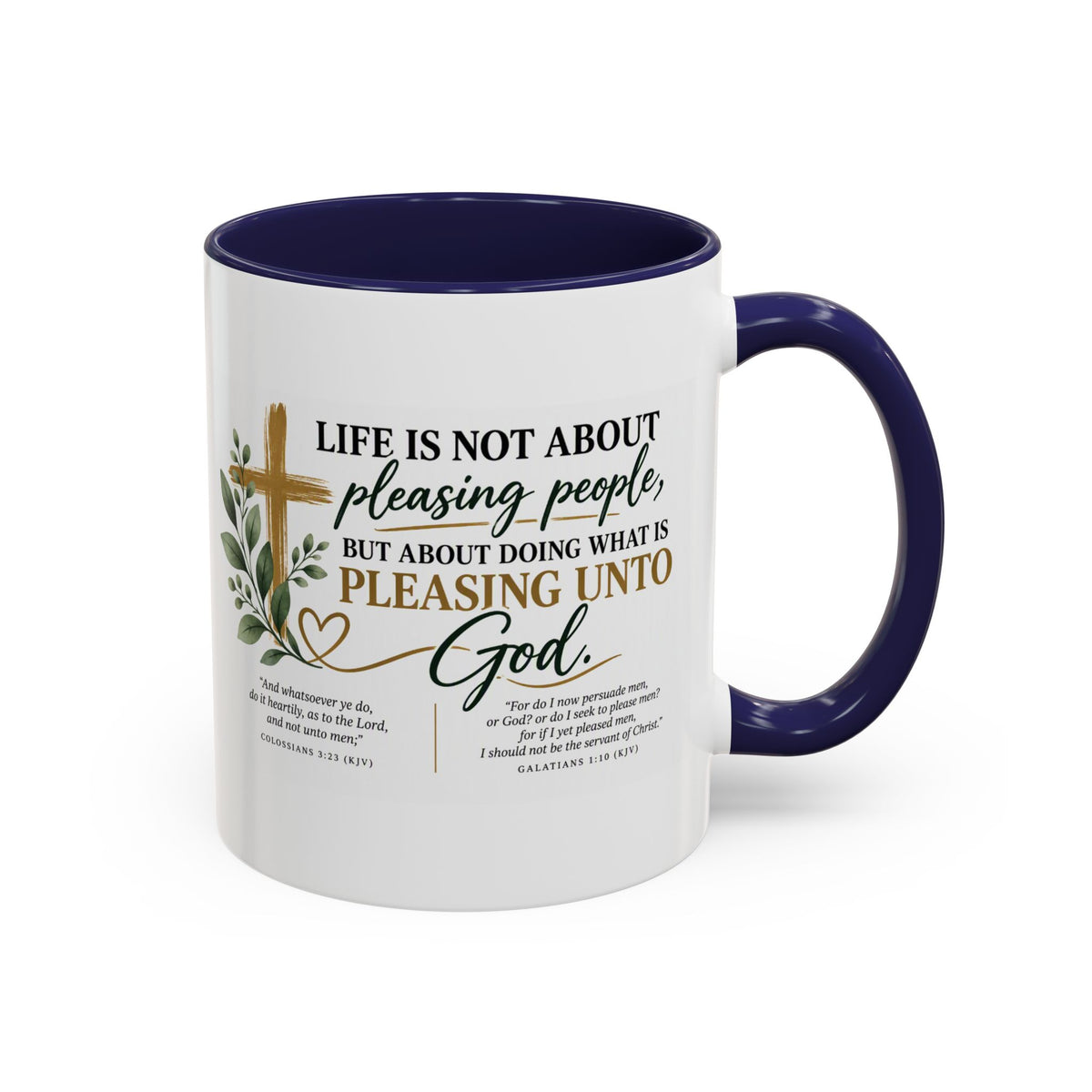 Christian Coffee Mug – "Pleasing Unto God" Inspirational Accent Mug (11/15oz)