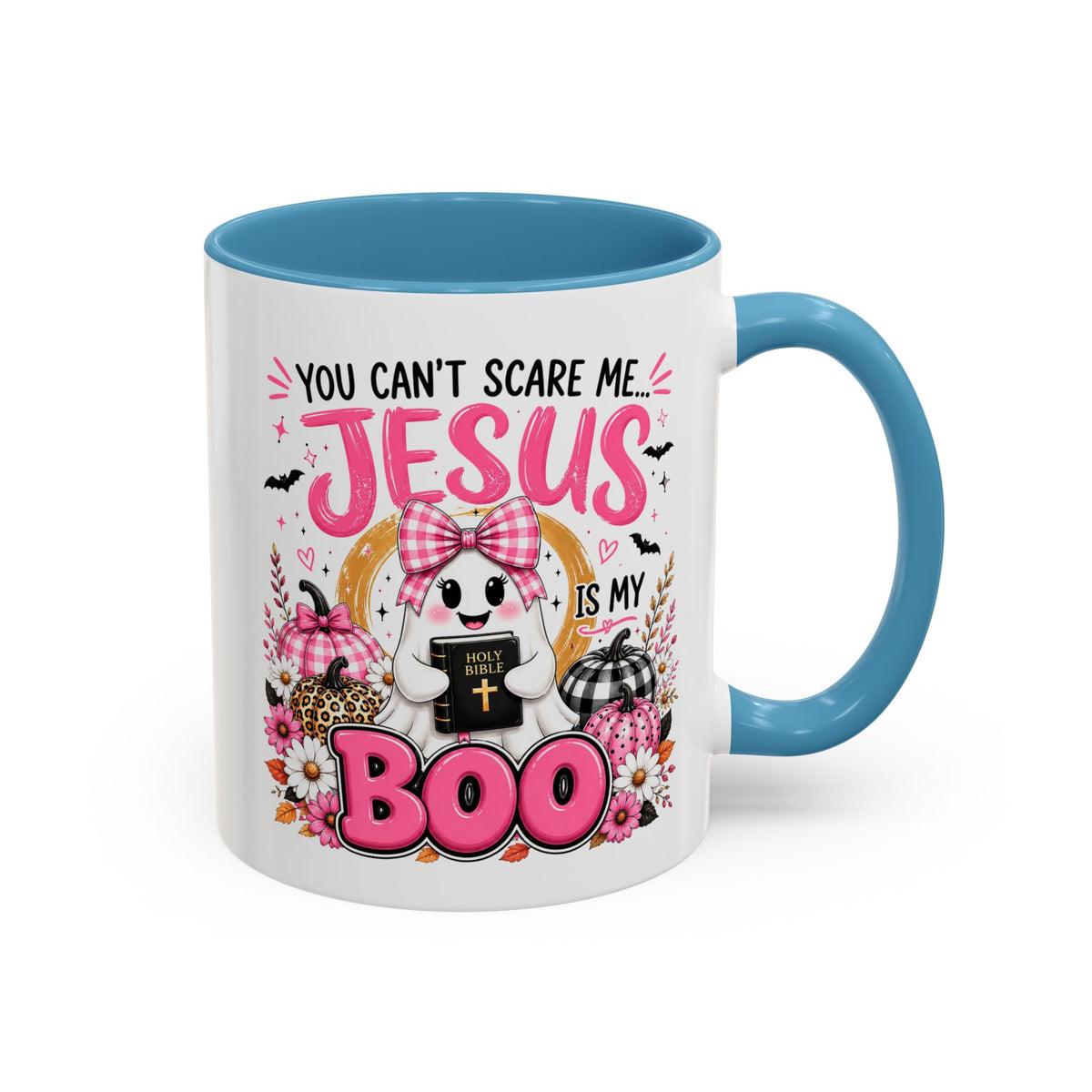 You Can’t Scare Me Jesus Is My Boo Coffee Mug — Halloween Christian Accent Mug