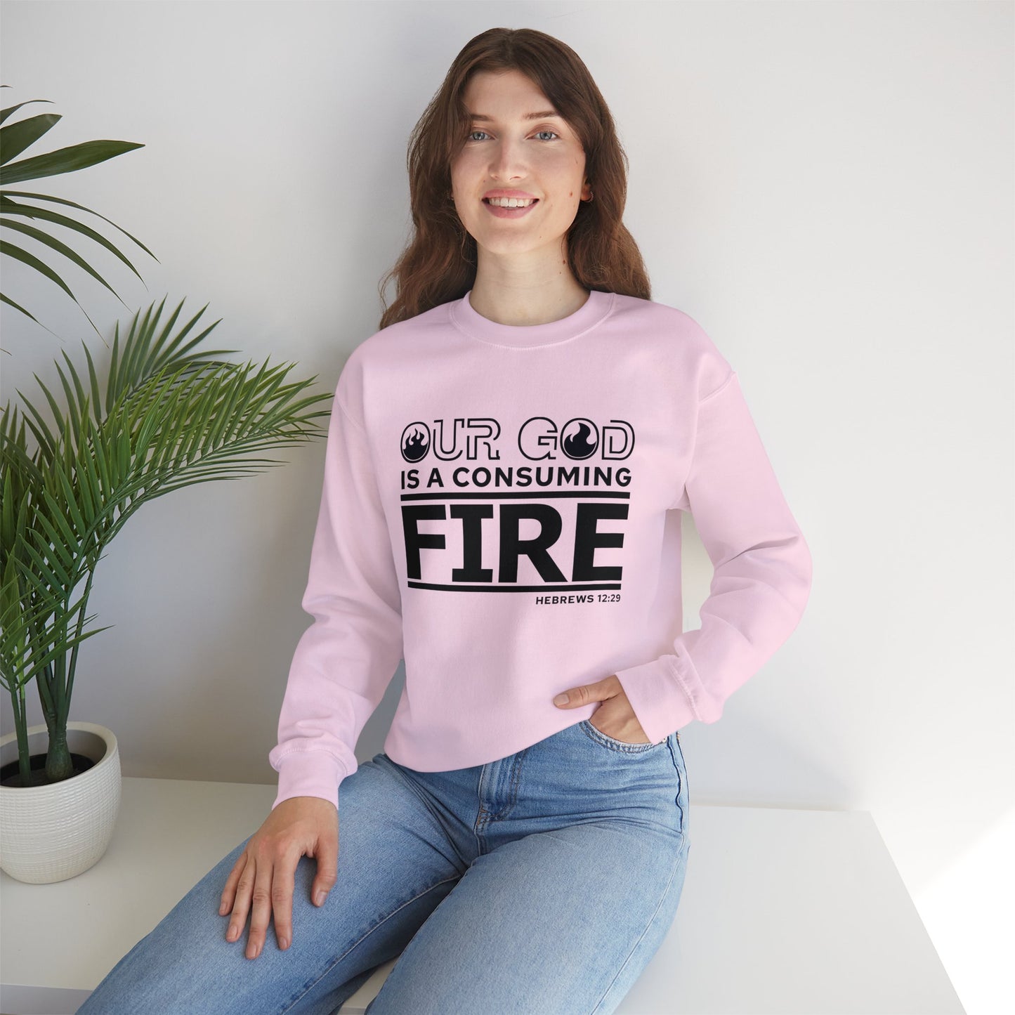 Our God Is A Consuming Fire  Unisex Heavy Blend™ Crewneck Christian Sweatshirt