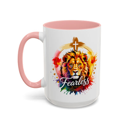 Fearless in Faith Lion Coffee Accent Mug - 11oz & 15oz Inspirational Drinkware