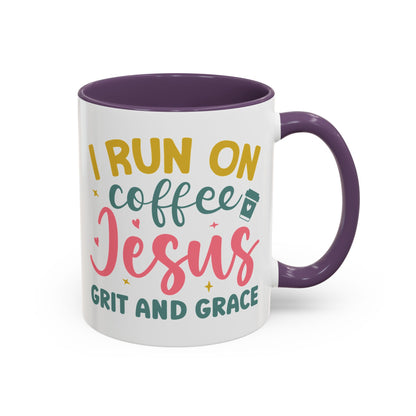 Inspirational Coffee Accent Mug - "I Run on Coffee & " - Perfect Gift for Faith & Coffee Lovers