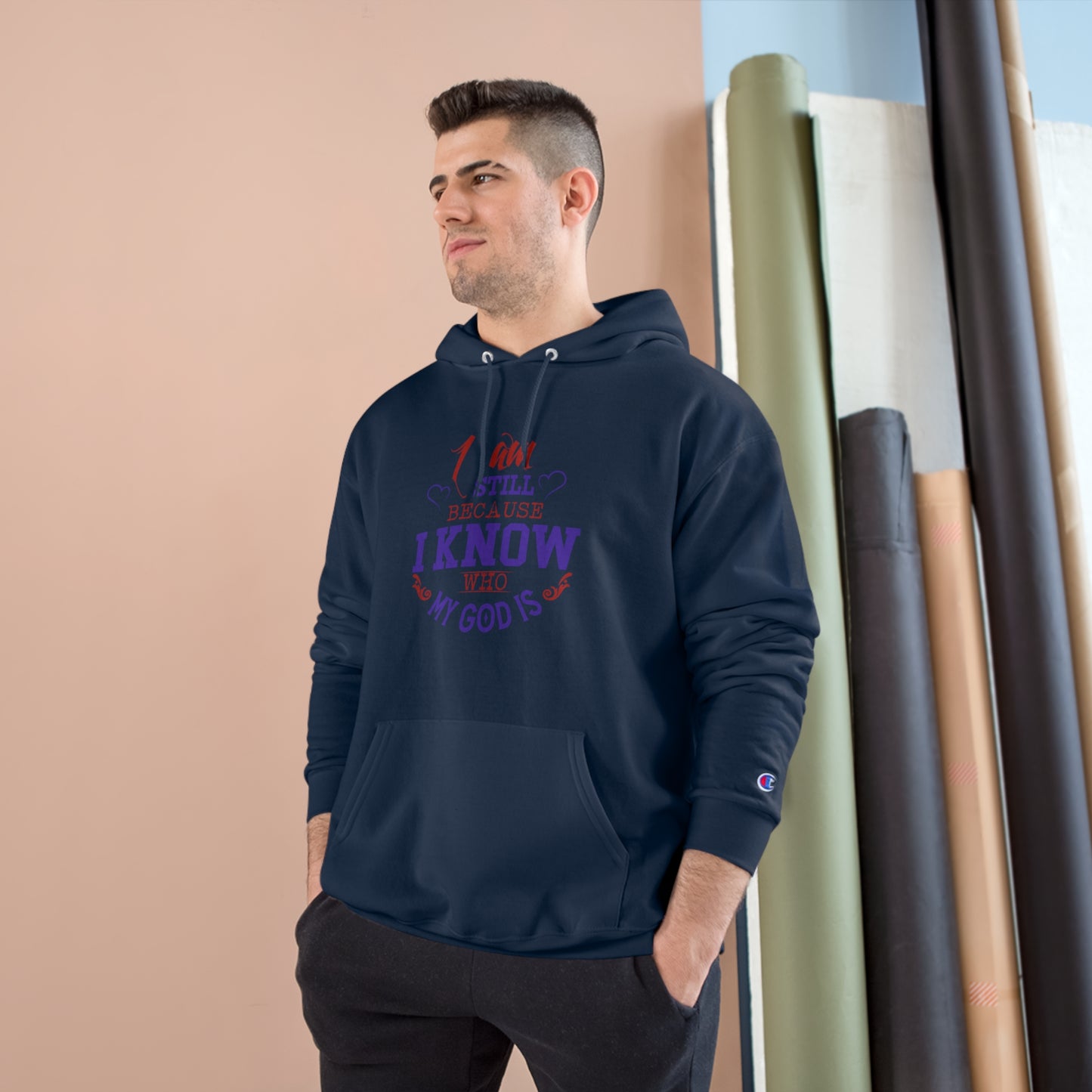 I Am Still Because I Know Who My God Is Unisex Champion Hoodie