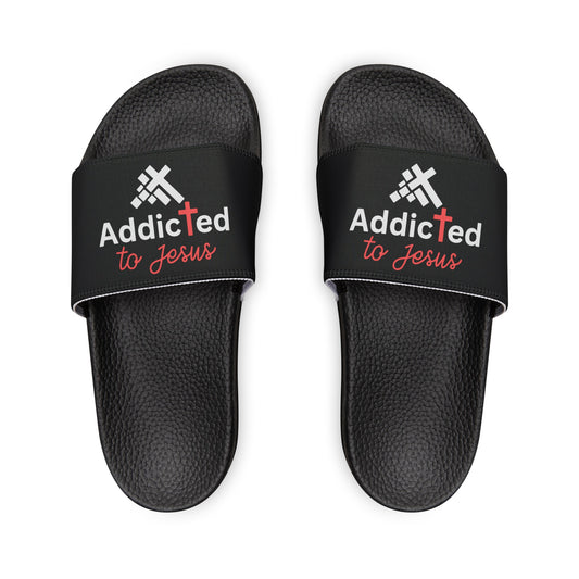 Addicted To Jesus Women's PU Christian Slide Sandals Printify
