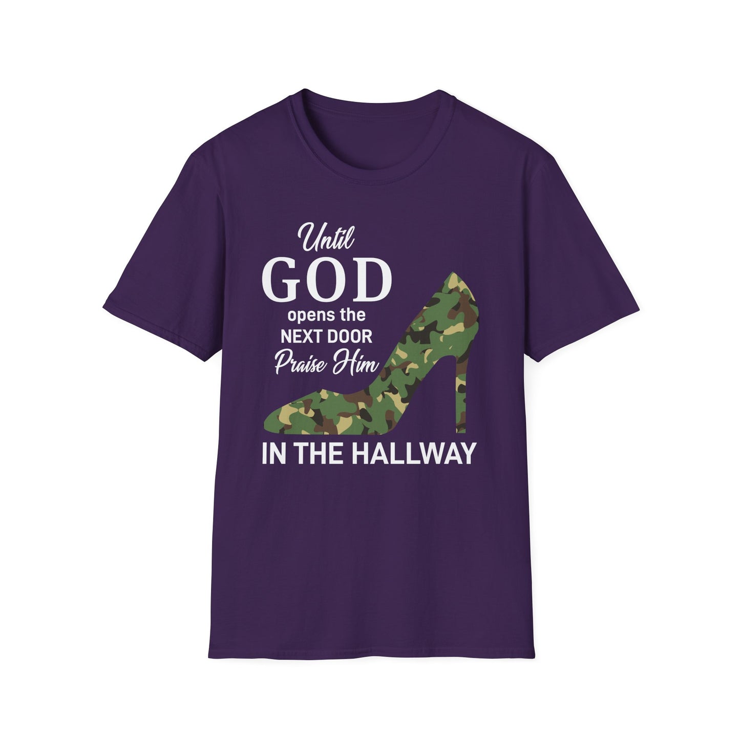 Until God Opens The Door Praise Him In The Hallway Women's Christian T-shirt