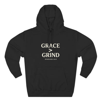 Grace > Grind Unisex Christian Hooded Sweatshirt - Inspirational Fleece Pullover Hoodie for Motivation, Perfect for Gifts, Casual Wear, Fitness, Spirituality - ClaimedbyGodDesigns