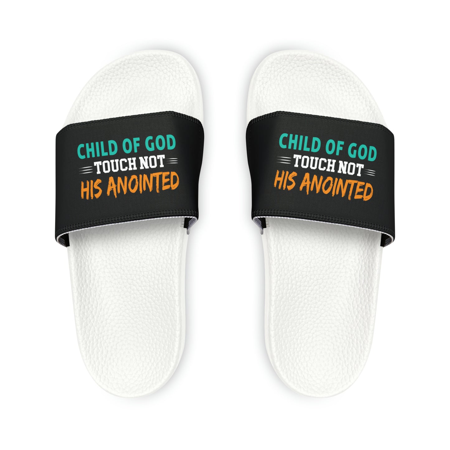 Child Of God Touch Not His Anointed Men's PU Christian Slide Sandals Printify