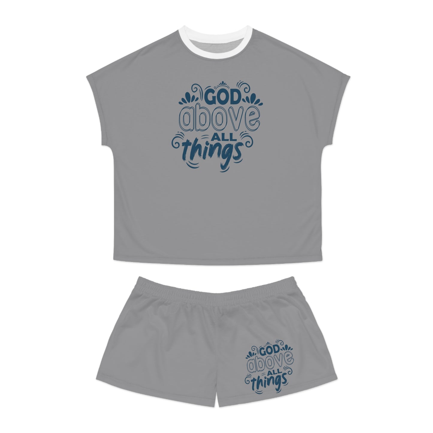 God Above All Things Women's Christian Short Pajama Set Printify