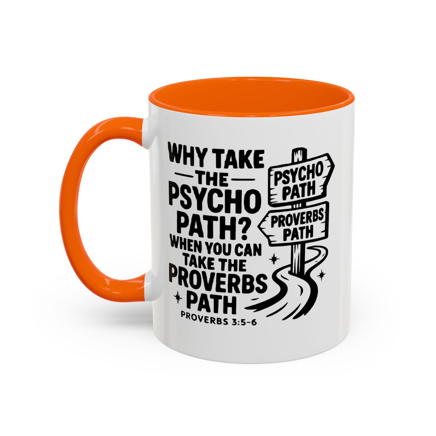 Inspirational Quote Accent Coffee Mug - Perfect Gift for Motivational Moments, Office Desk Essentials, Christian Gifts, Proverbs 3:5-6