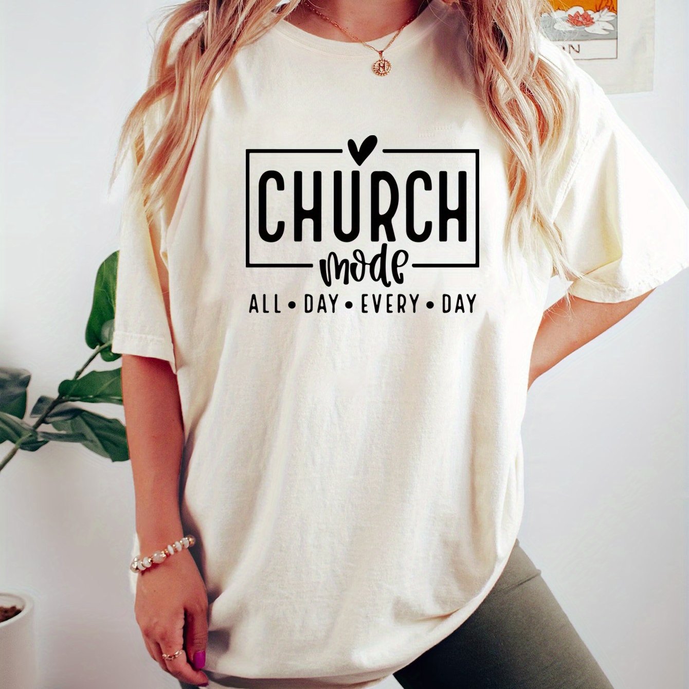 Church Mode All Day Every Day Women's Christian T-shirt claimedbygoddesigns