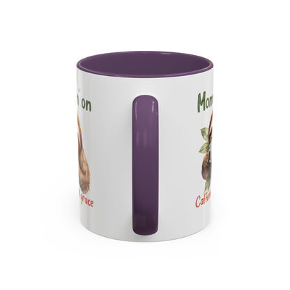 Sloth Mom Coffee Accent Mug - 'Mommin' on Caffeine and Grace' - Cute Gift for Christian Moms