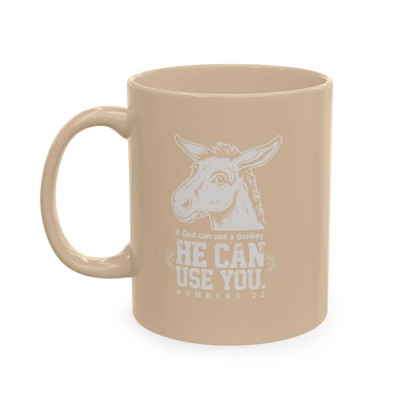 Donkey Wisdom Christian Multicolor Ceramic Mug — "If God Can Use A Donkey, He Can Use You" Faith & Farmhouse Coffee Cup