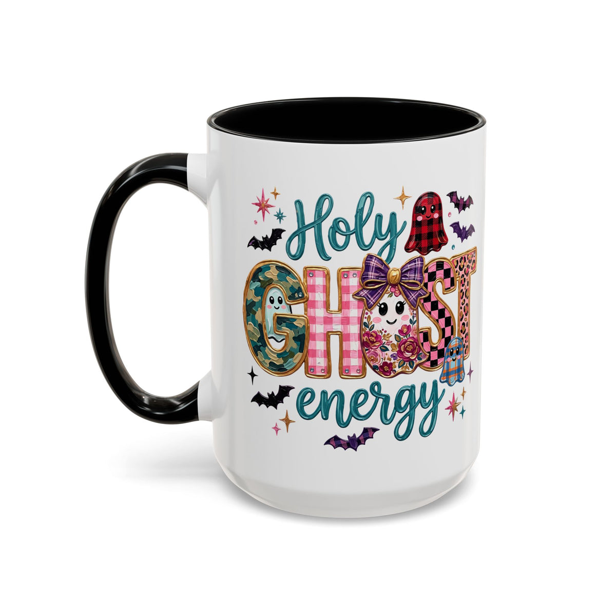 Accent Christian Coffee Mug — "Holy Ghost Energy" Halloween Cute Spooky Ceramic Mug (11/15oz)