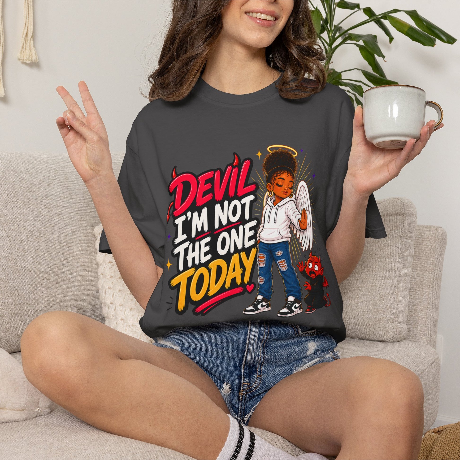 Devil I'm Not the One Today T-Shirt — Funny Angel vs Devil Graphic Tee - ClaimedbyGodDesigns