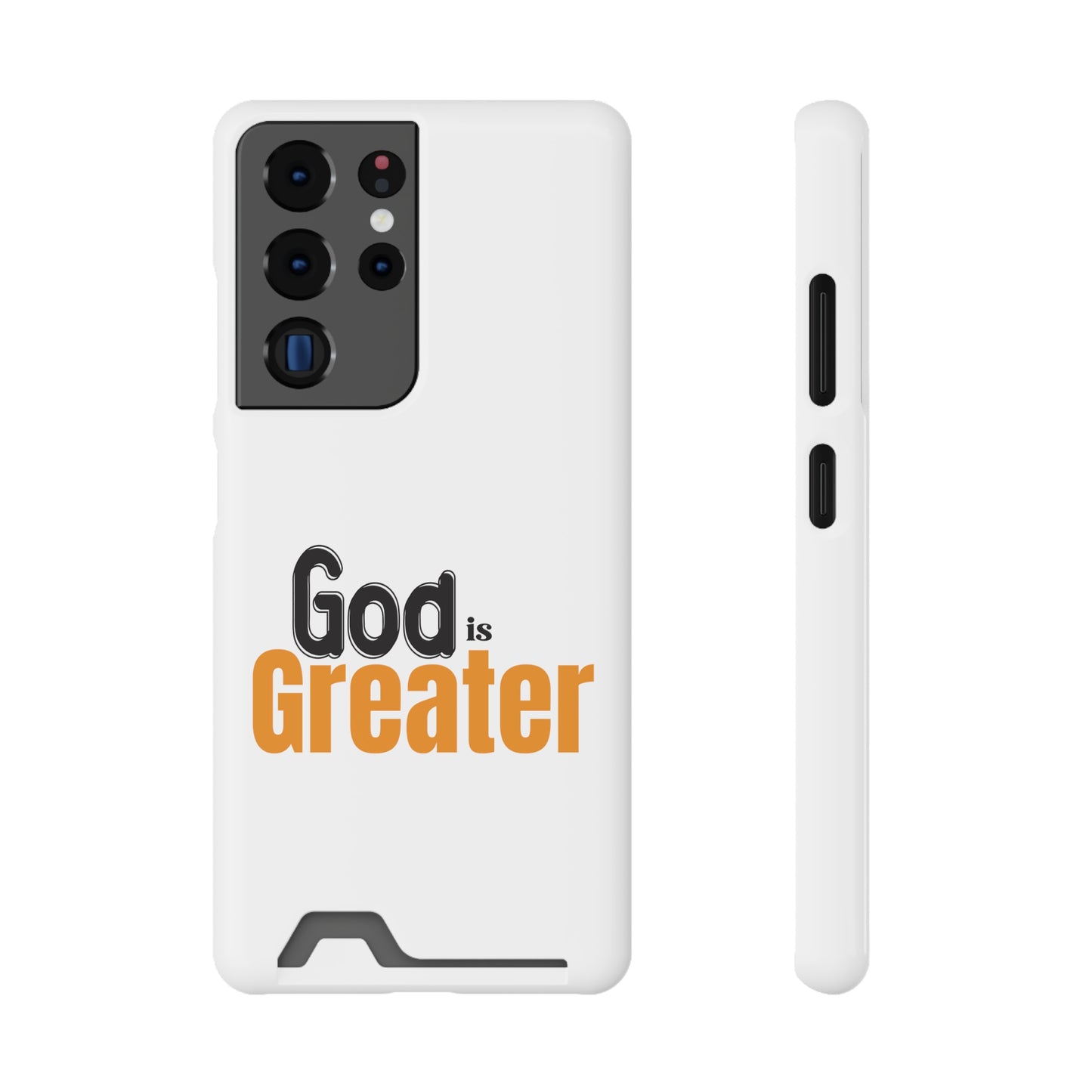 God Is Greater Christian Phone Case With Card Holder Printify