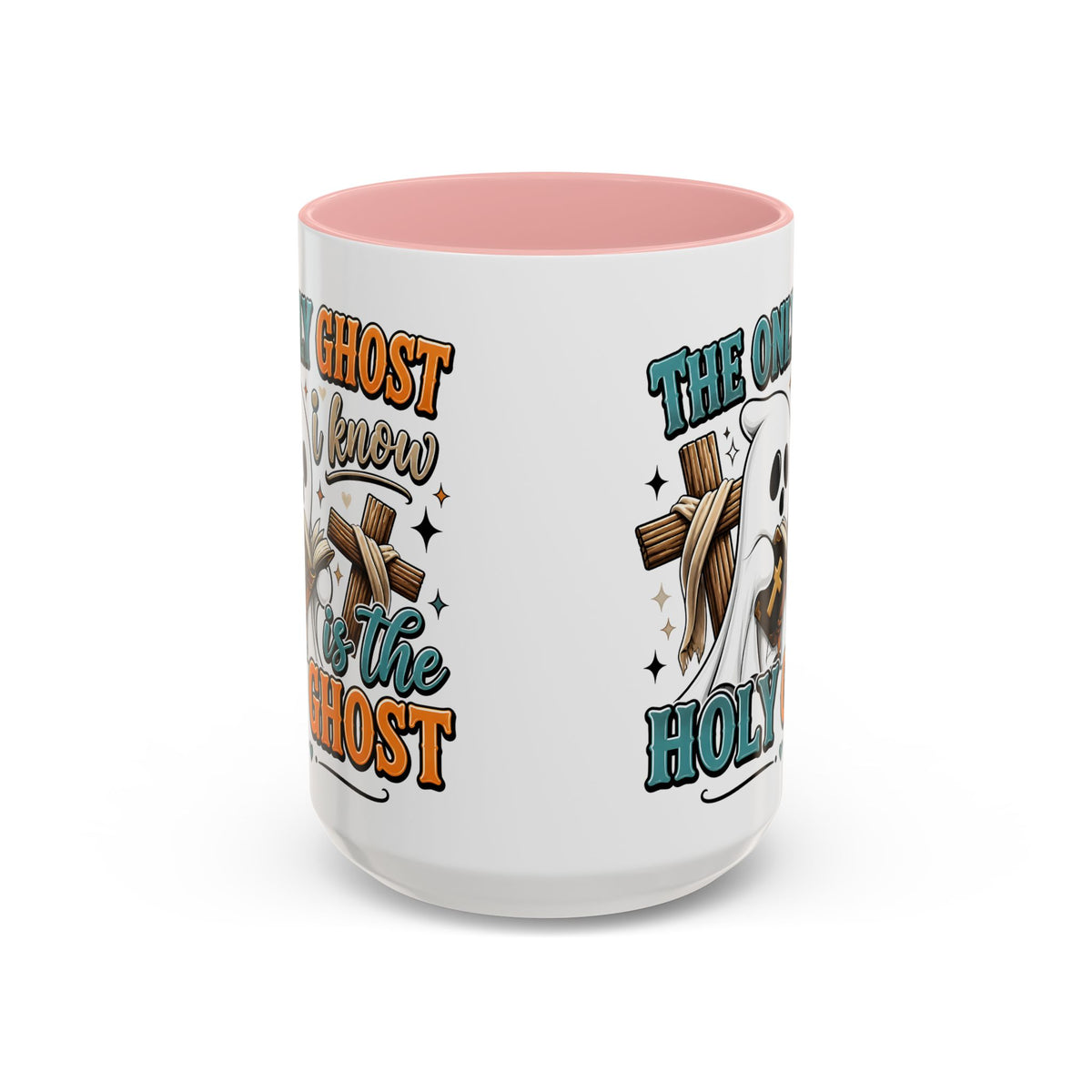 Accent Mug — "The Only Ghost I Know Is the Holy Ghost" Christian Halloween Coffee Cup