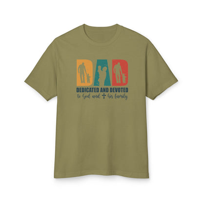 Dad Dedicated and Devoted Cotton Tee - Perfect Gift for Father's Day