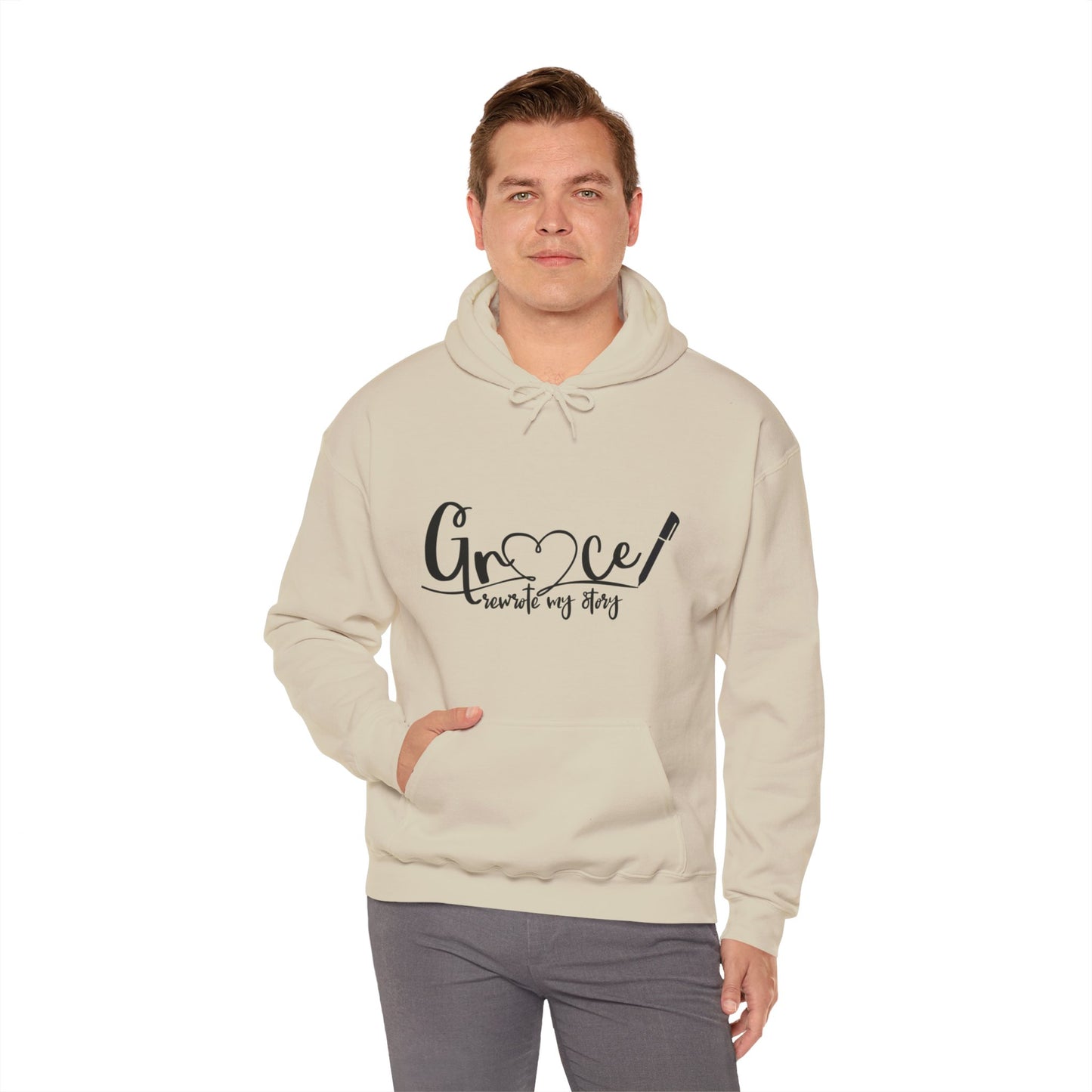 Grace Rewrote My Story Unisex Christian Pullover Hooded Sweatshirt