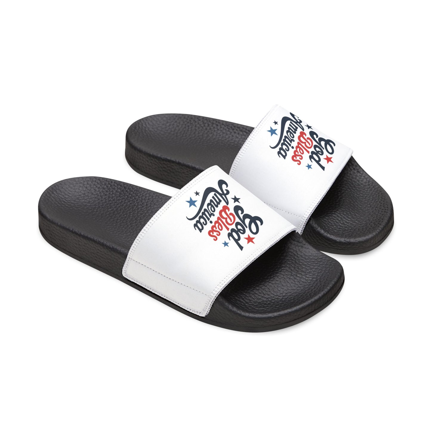 Youth Bless America Sandals, Removable-Strap Sandals for Kids, Summer Flip Flops, Patriotic Footwear, Memorial Day Slides