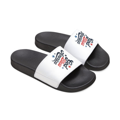 Youth Bless America Sandals, Removable-Strap Sandals for Kids, Summer Flip Flops, Patriotic Footwear, Memorial Day Slides