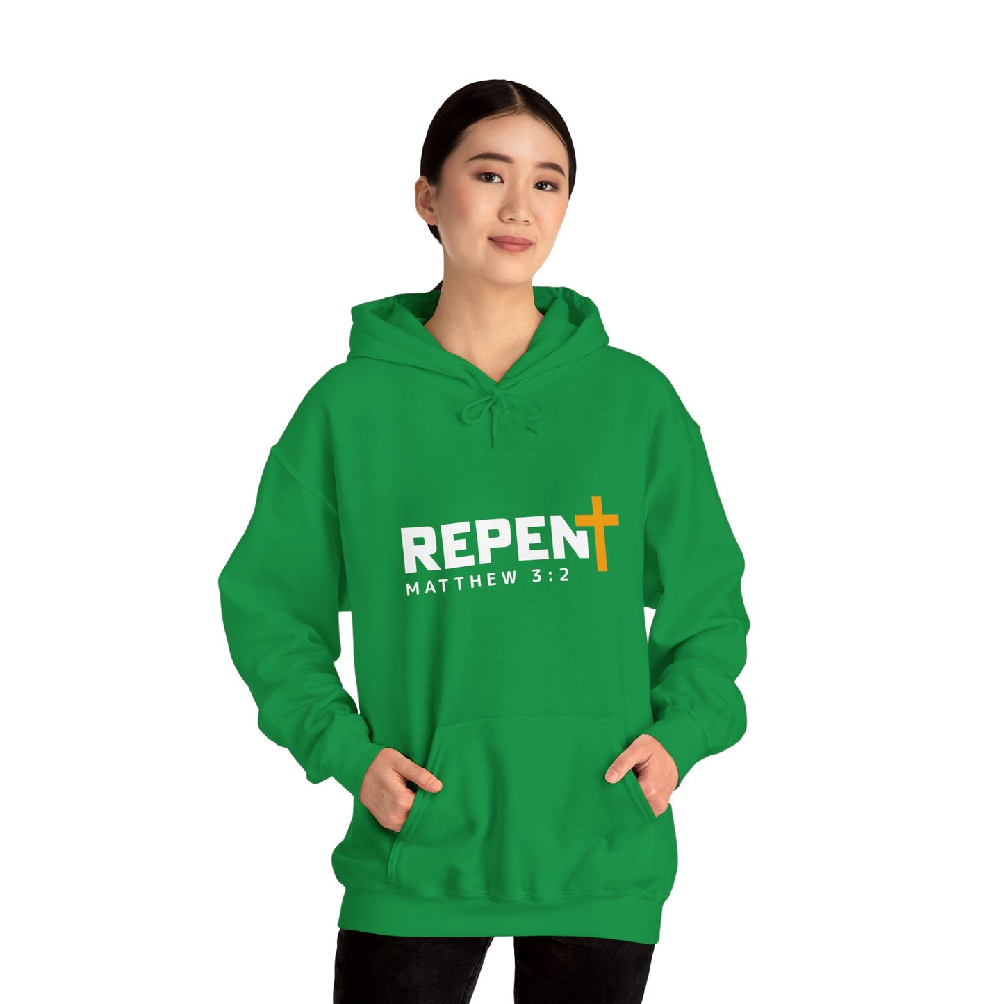 Repent (2) Christian Unisex Hooded Pullover Sweatshirt