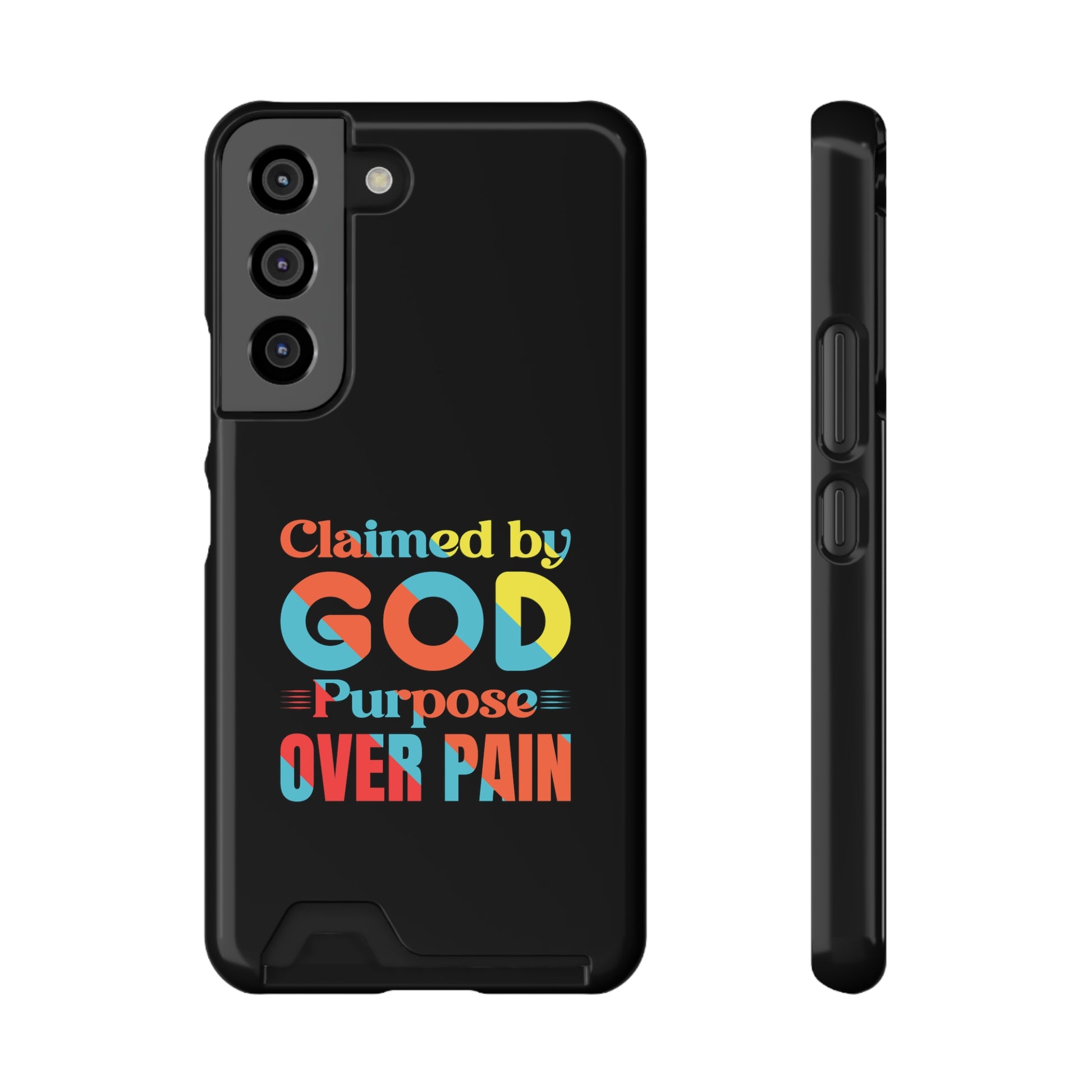 Claimed By God Purpose Over Pain Christian Phone Case With Card Holder Printify