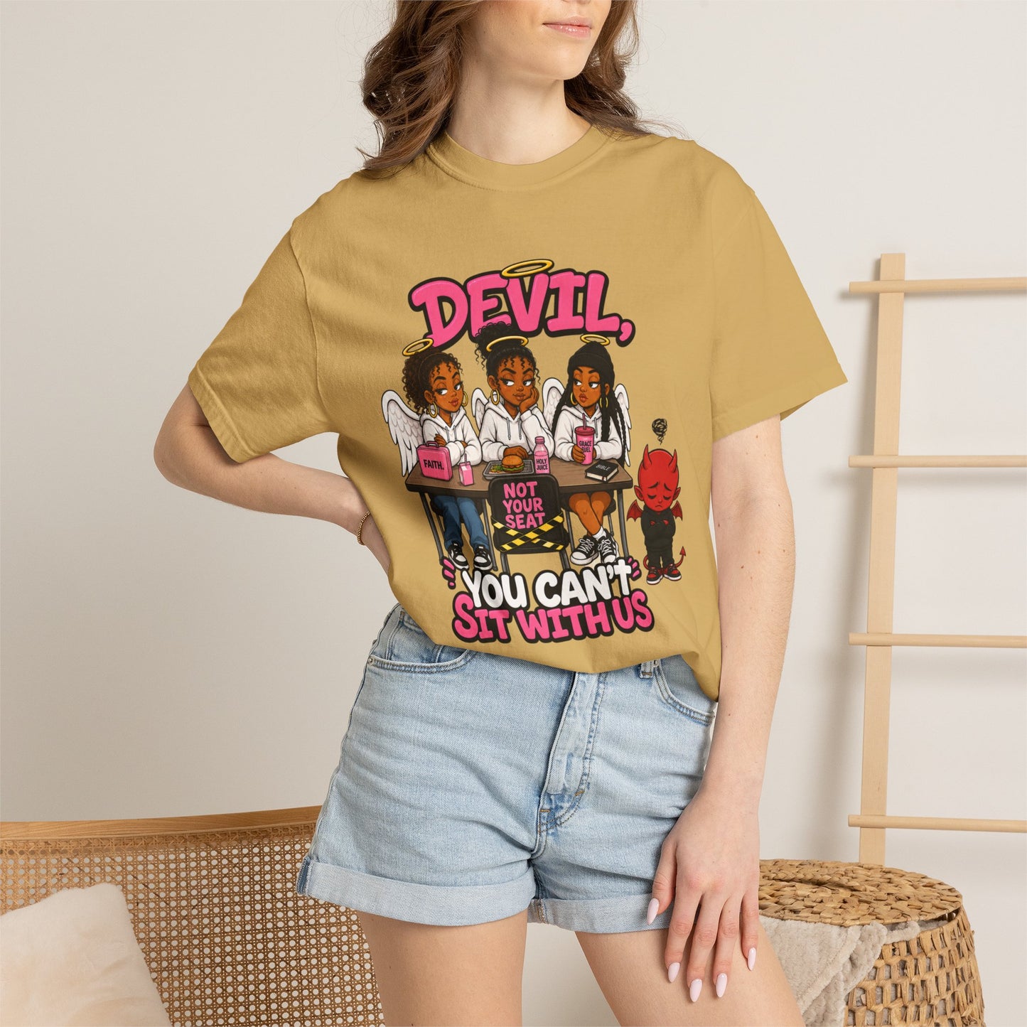 You Can't Sit With Us T-Shirt — 'Devil' Funny Girls Desk Graphic Tee