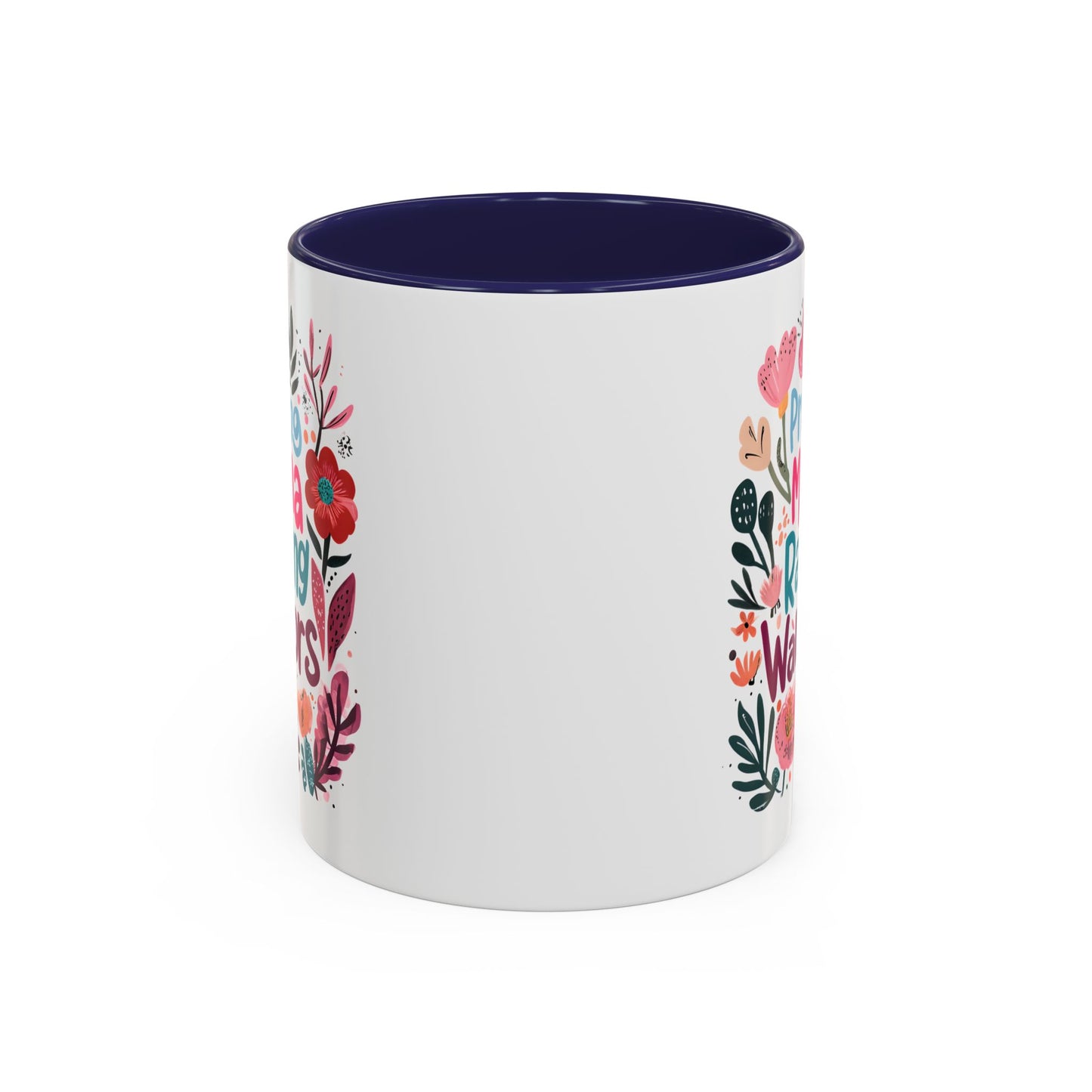 Floral Inspirational Coffee Accent Mug - Praying Mama Raising Warriors, Gift for Moms, Mother's Day Mug, Motivational Cup, Unique Kitchenware