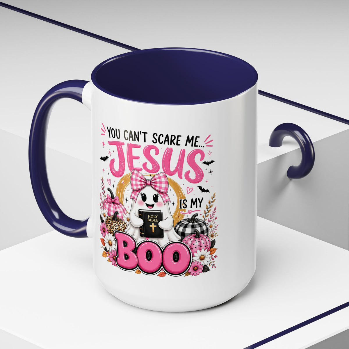 You Can’t Scare Me Jesus Is My Boo Coffee Mug — Halloween Christian Accent Mug