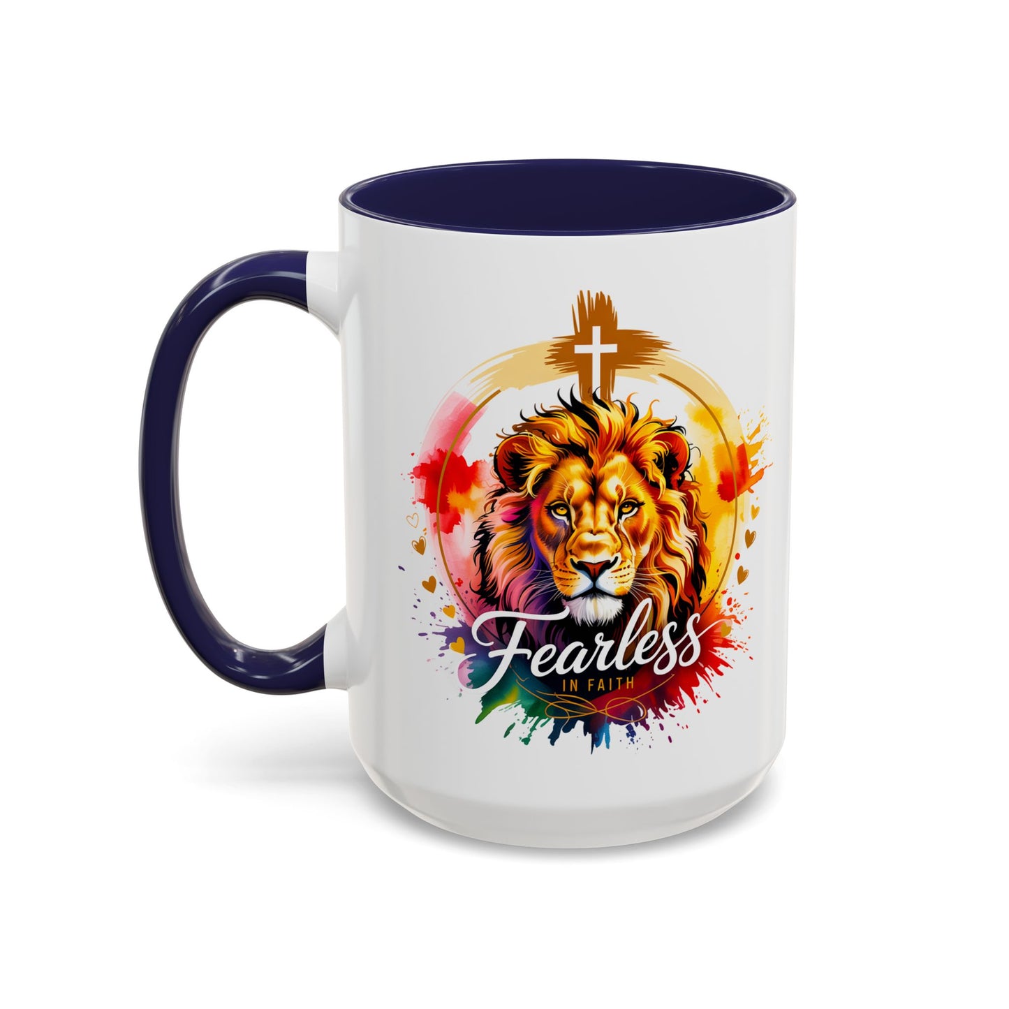 Fearless in Faith Lion Coffee Accent Mug - 11oz & 15oz Inspirational Drinkware